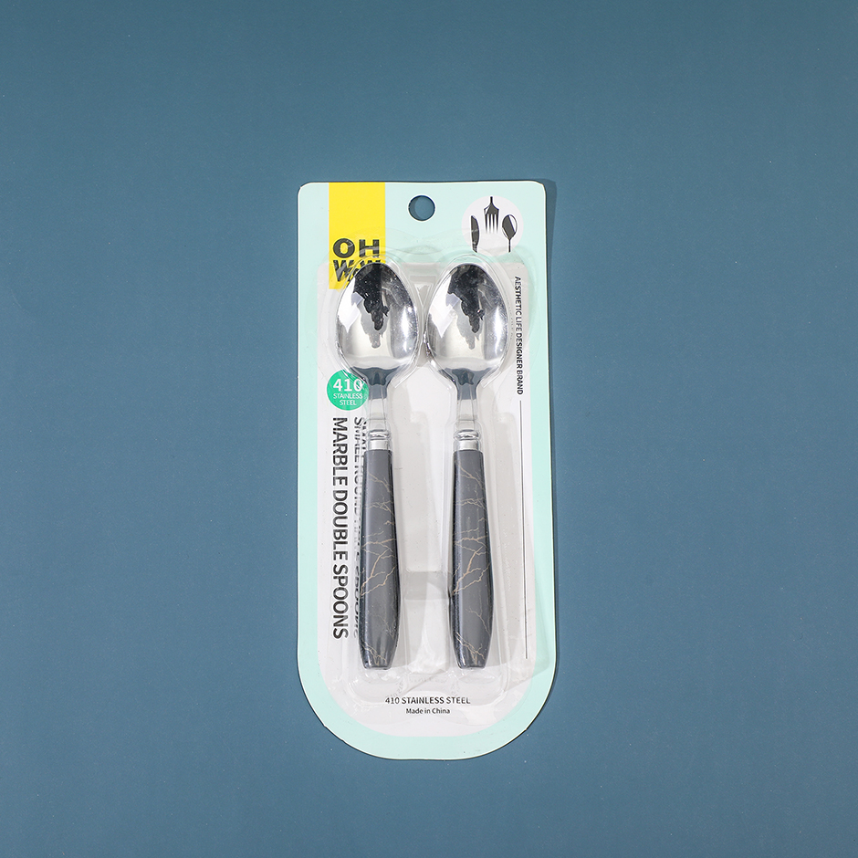 Small round handle marble double spoons-3052