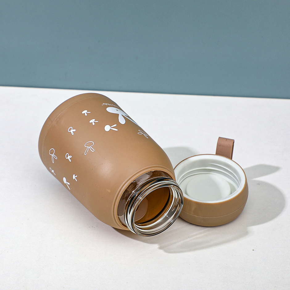 Cute rabbit portable glass bottle 300ml