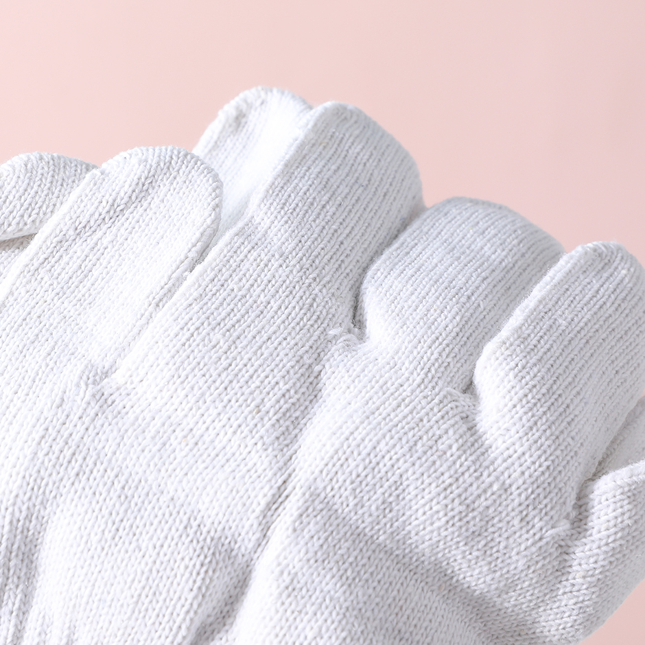 White cotton thread work protective gloves 2pcs-8802