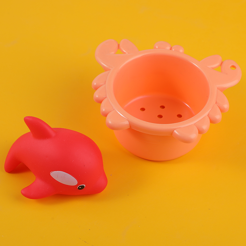 Soft plastic animal bath toy set