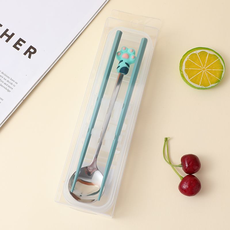 Cute paw spoon and chopsticks two-piece set