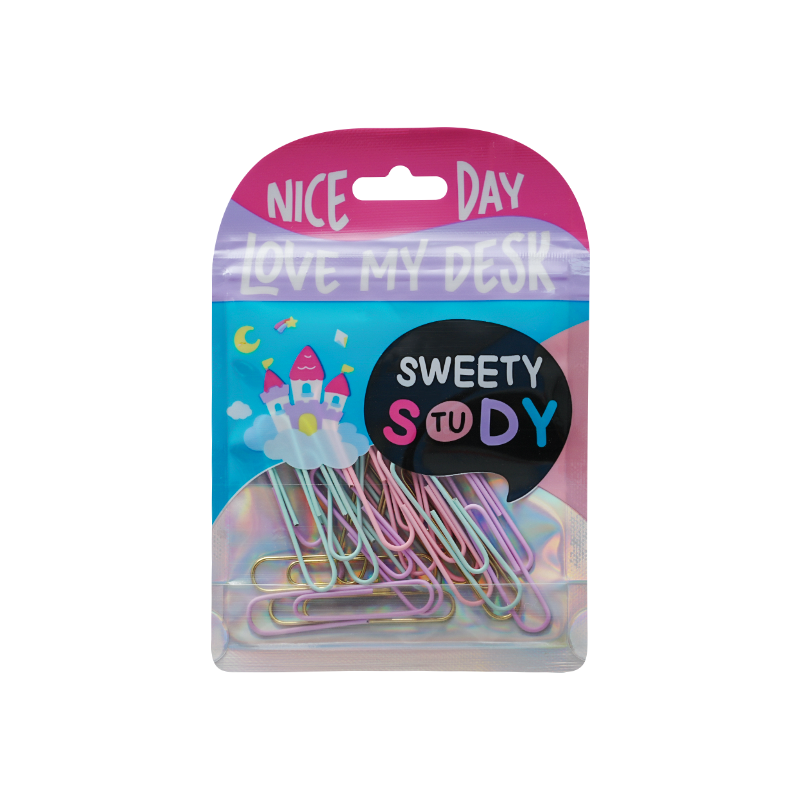 Paper clip (pink purple green mixed 15 + gold 5)