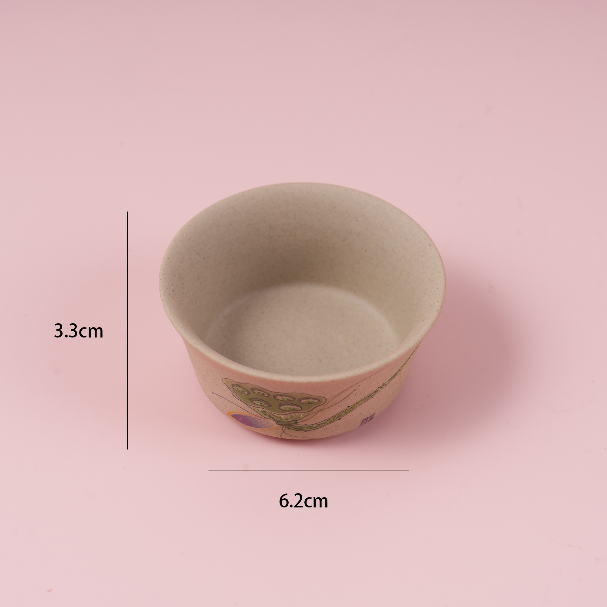 Rough Pottery Wide-Mouth Teacup – Pattern Design (with inner box) 50ml