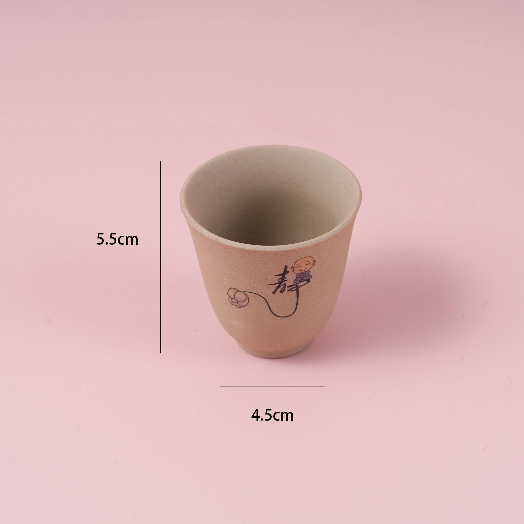 Rough Pottery Teacup – Monk Design (with inner box) 50ml
