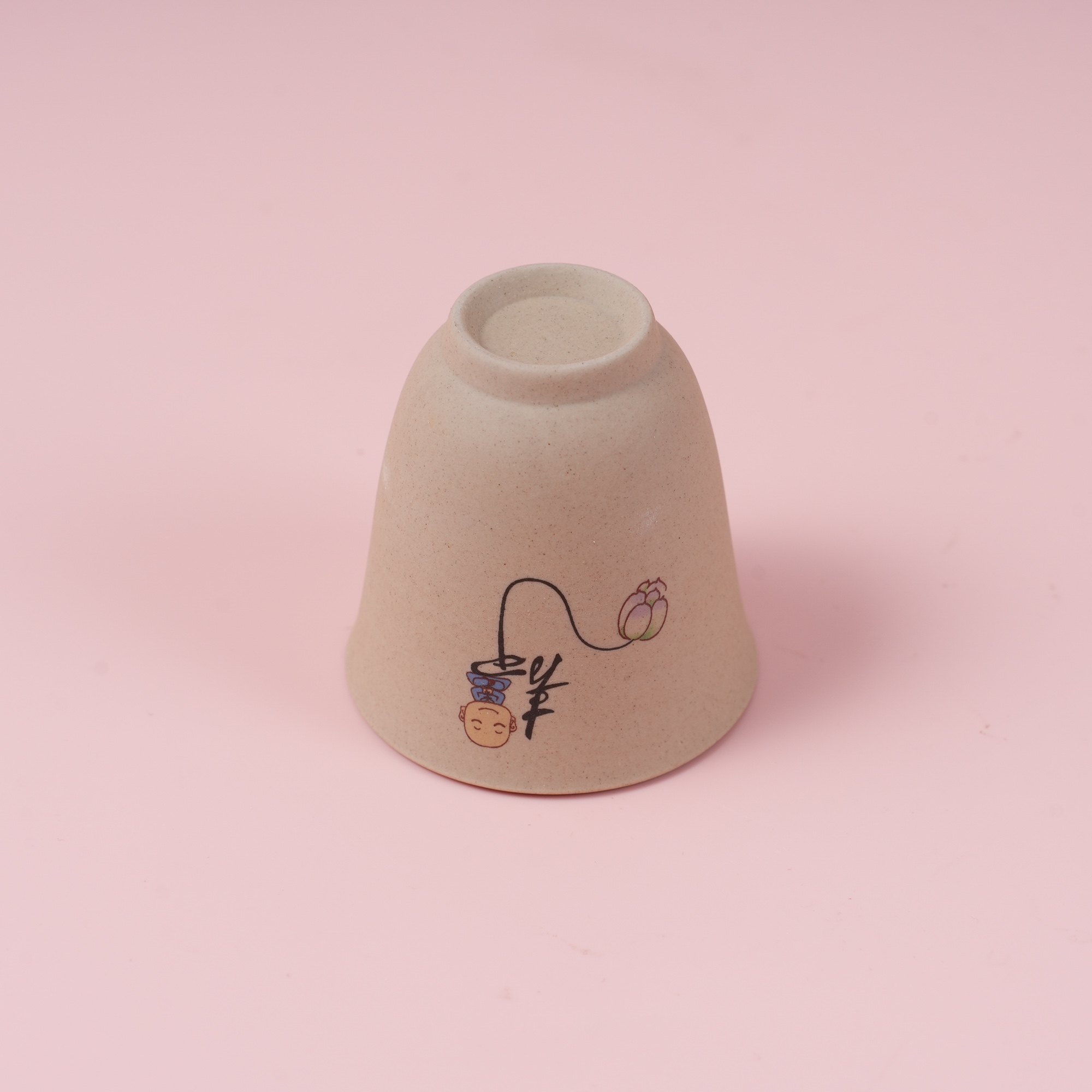 Rough Pottery Teacup – Monk Design (with inner box) 50ml