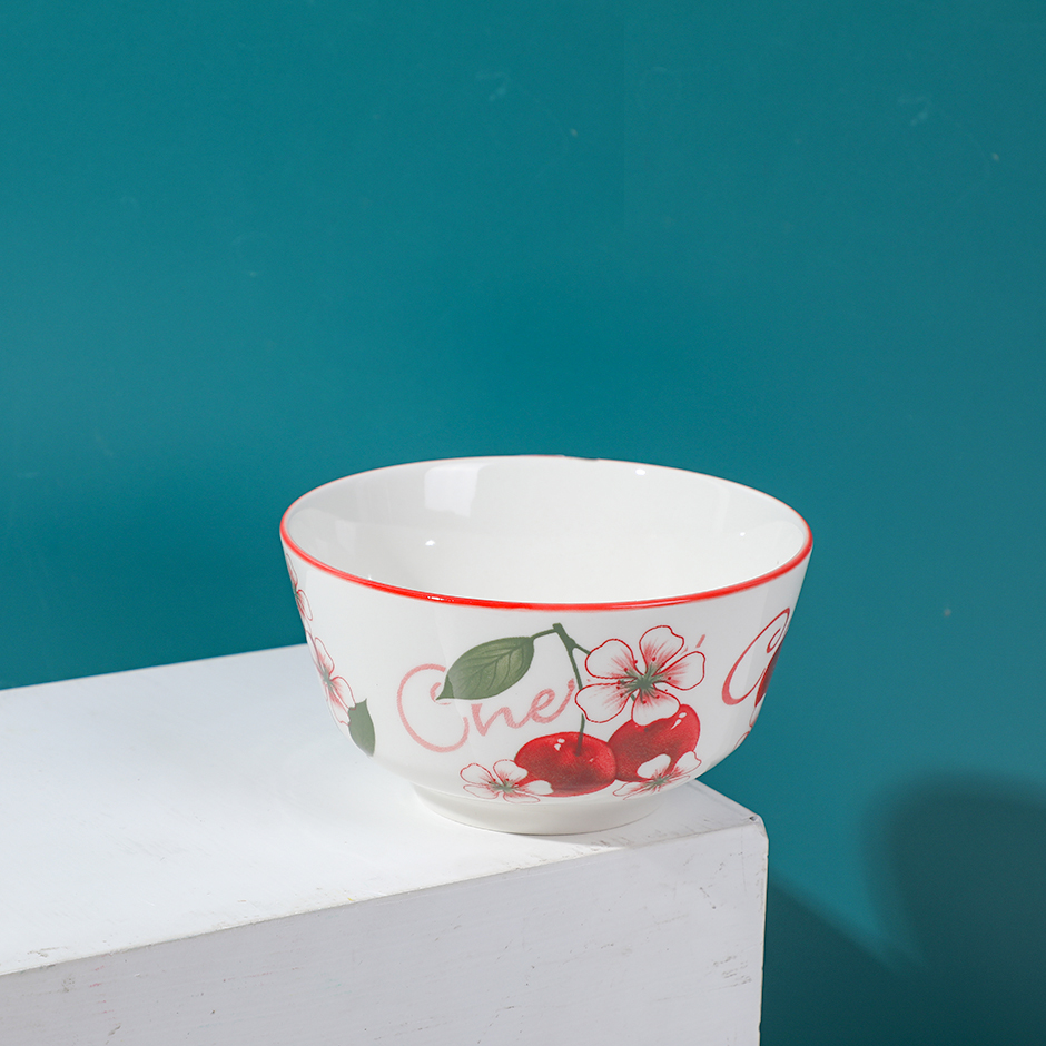 4.5-inch European style colorful cherry porcelain bowl