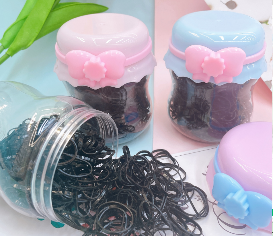 Bowknot Sweetheart Jar Elastic Hair Bands Black MXM-202