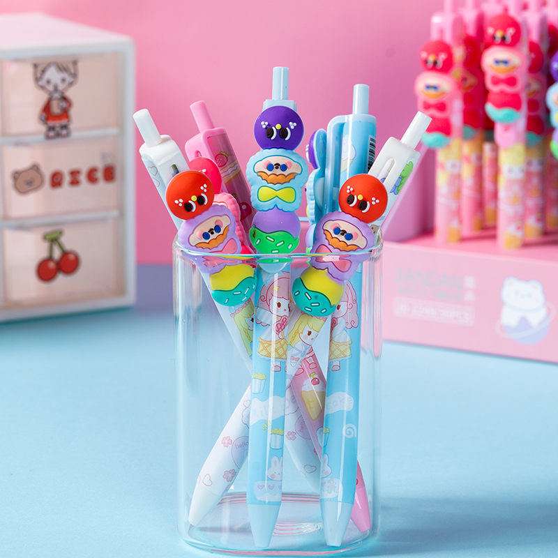 Sugar calabash decompression sliding cartoon black 0.5 creative clickable gel pen-2248(1 PC)