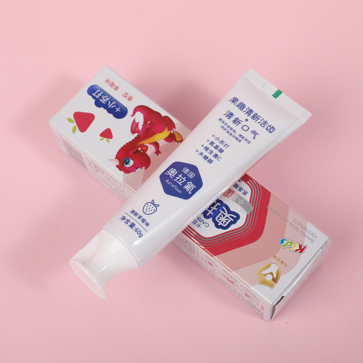 Kanuer Olafluor Baking Soda Kids Toothpaste-Strawberry Flavor 60g