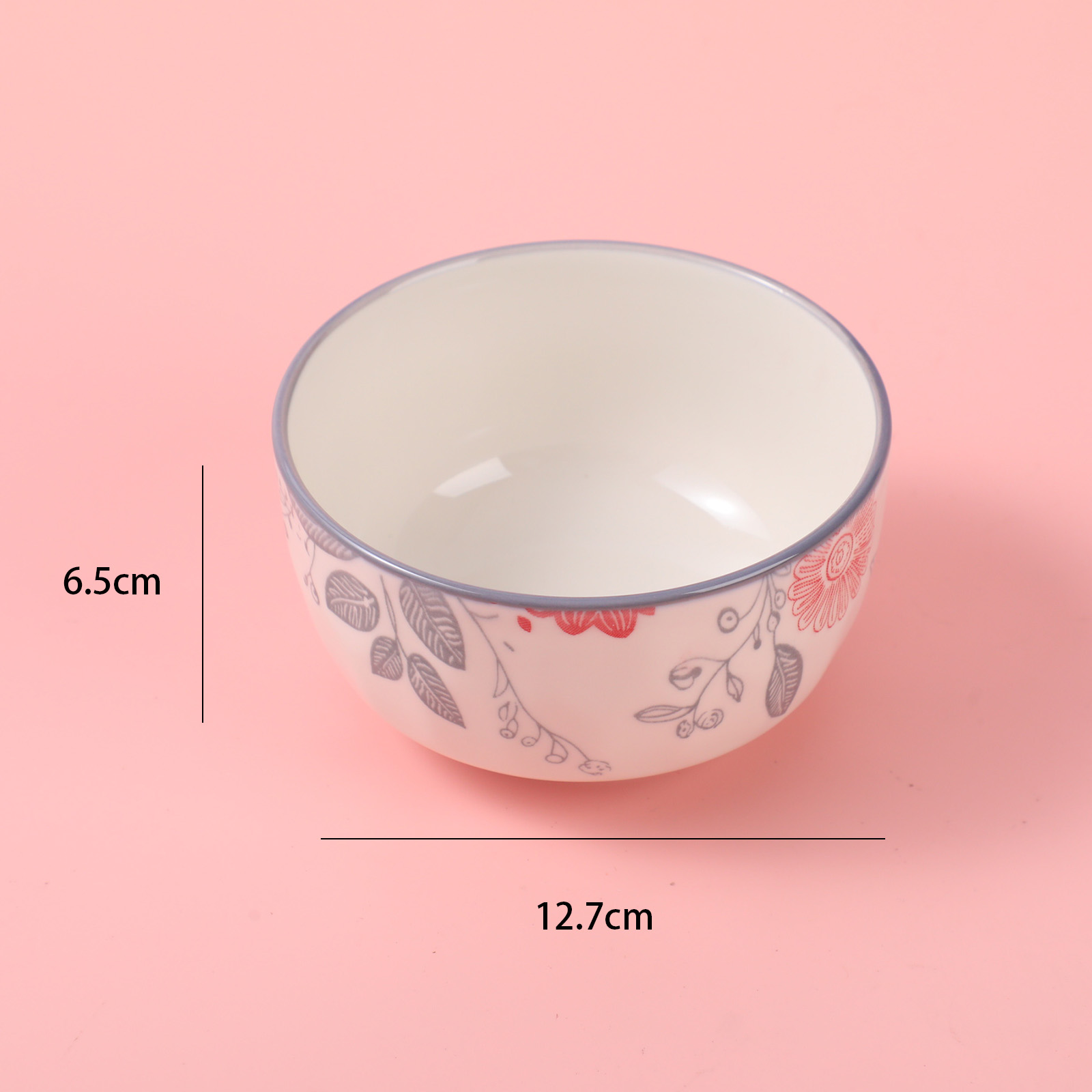 4.65 Diamond-Pattern "Floral Lines" Ceramic Bowl(with inner box)