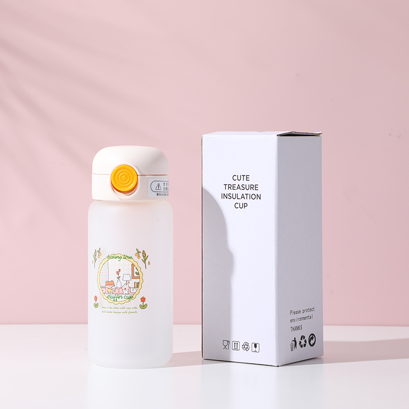 Flower and girl large glass bottle with pop-up lid 350ml