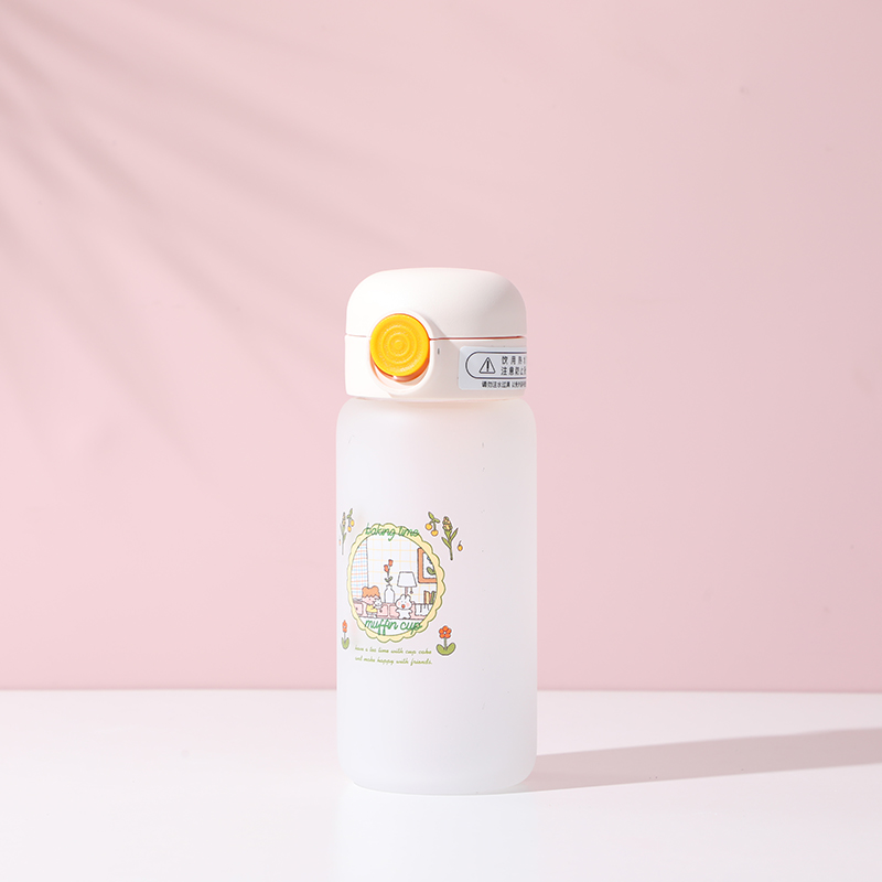 Flower and girl large glass bottle with pop-up lid 350ml