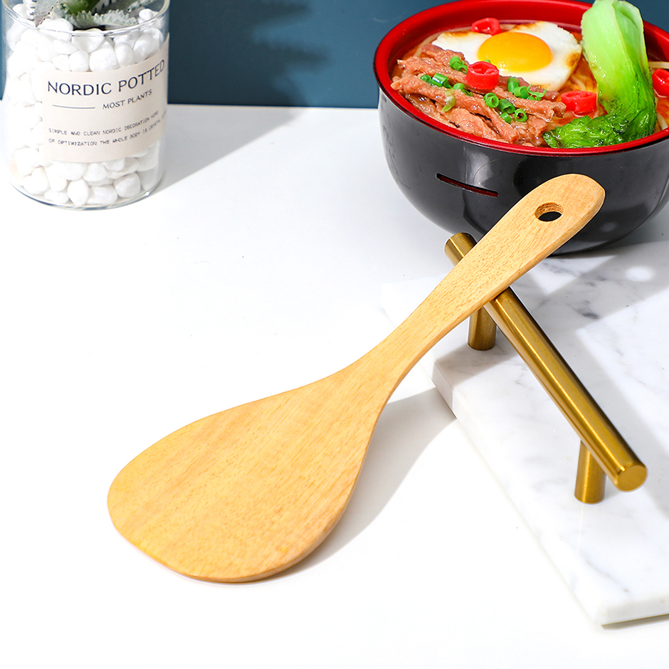 Natural log small round rice scoop