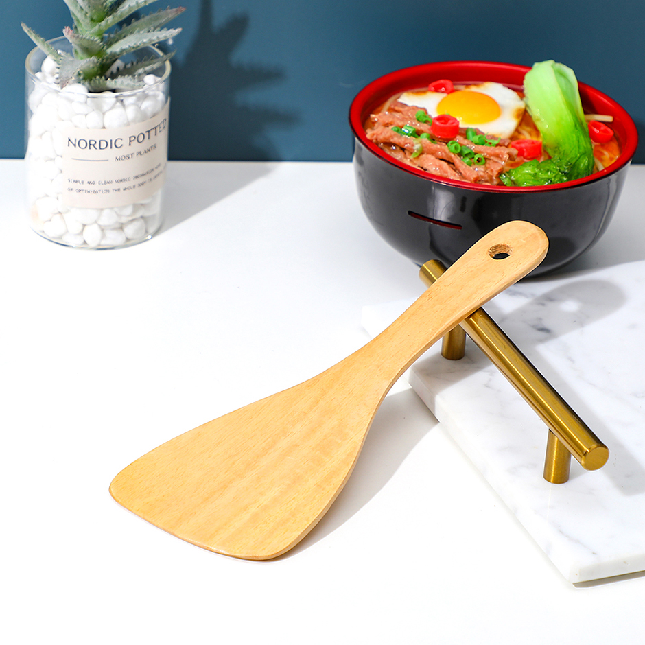 Natural log small inclined rice scoop