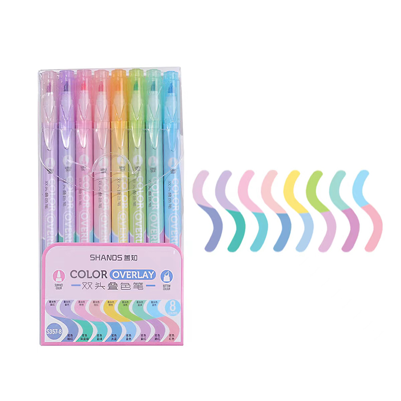 Double-headed Multiple Overlay Color Pen (with display stand)-S357-144(1 PC)