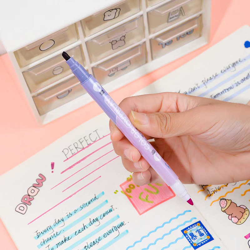 Double-headed Multiple Overlay Color Pen (with display stand)-S357-144(1 PC)