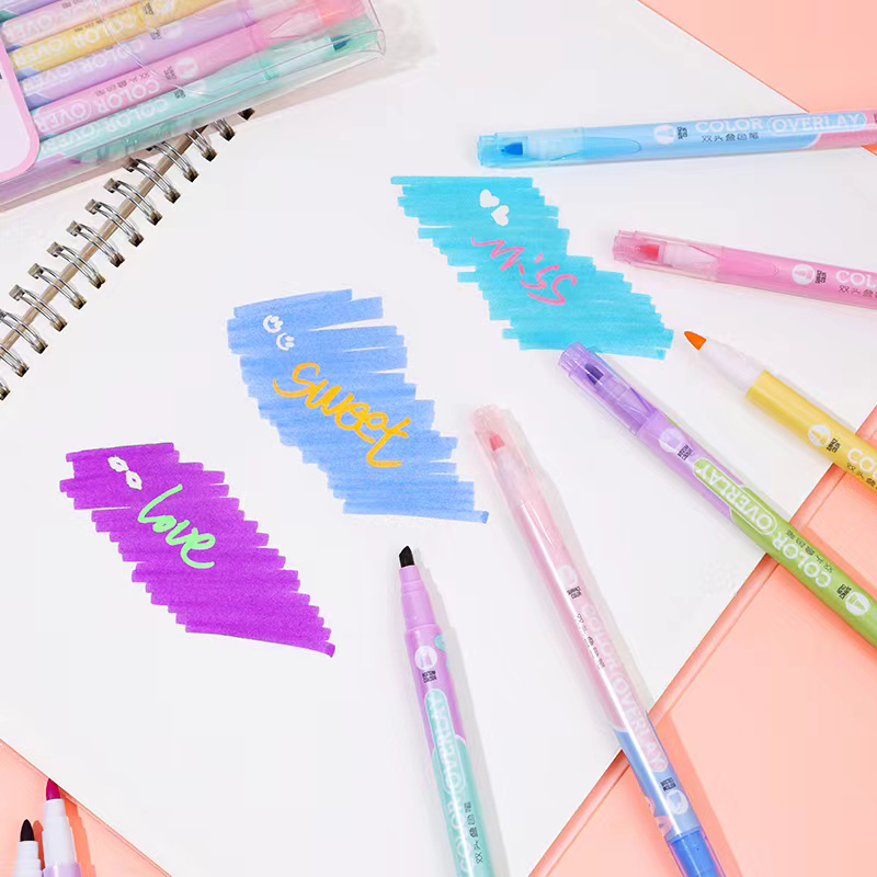 Double-headed Multiple Overlay Color Pen (with display stand)-S357-144(1 PC)