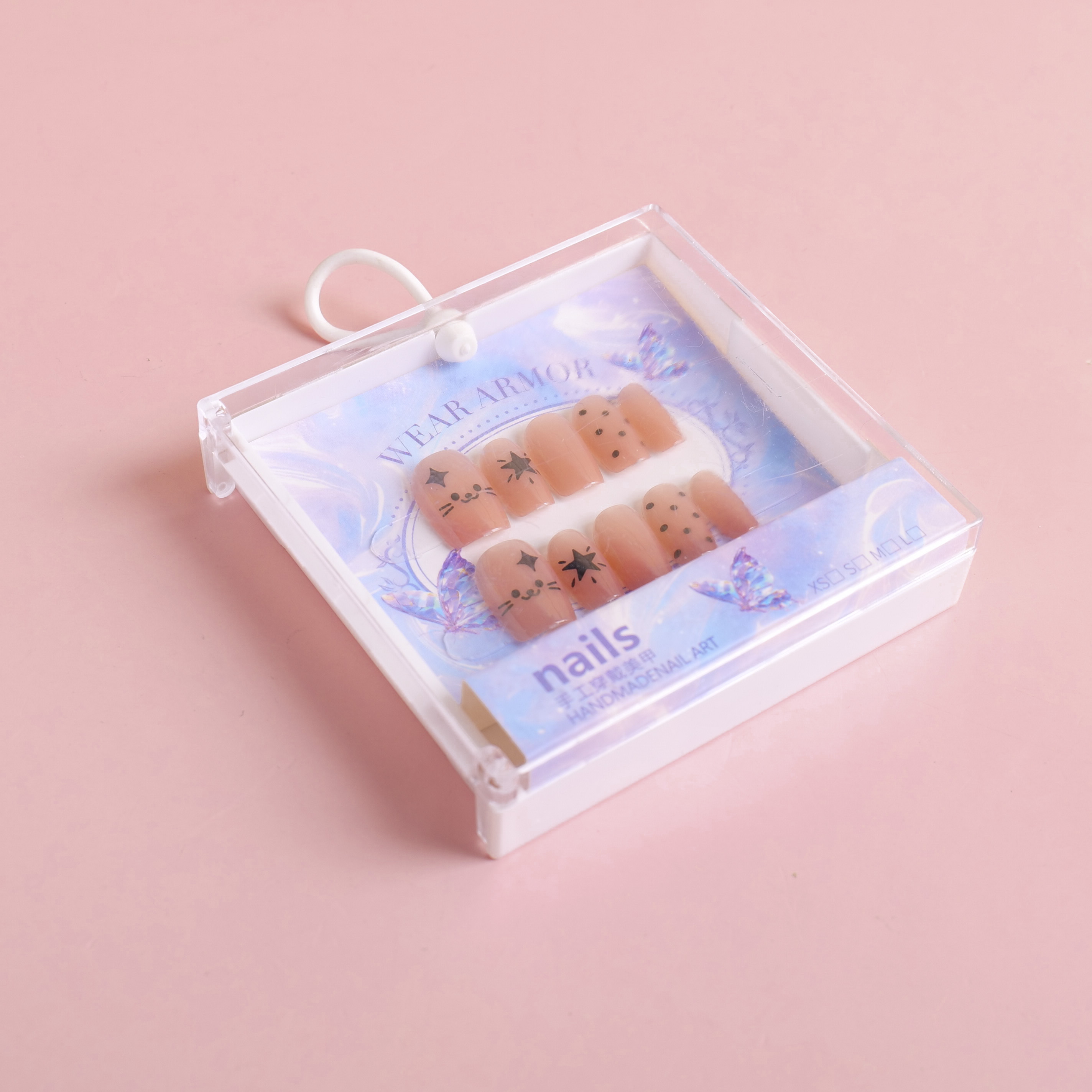 Flip-Top Short Cat Eye with Print Press-On Nails ZJ1019