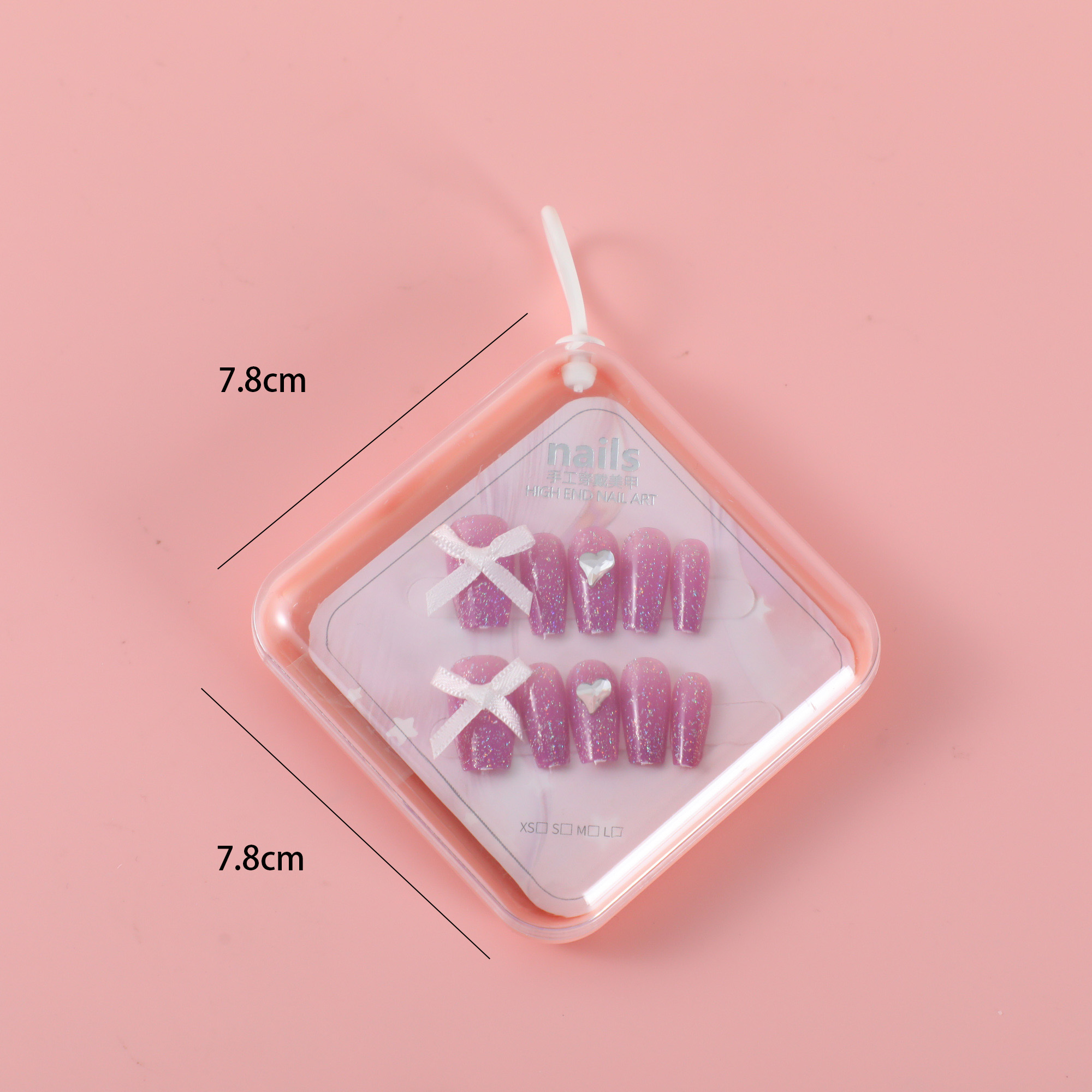 Square Box Long Cat Eye with Print Press-On Nails ZJ1020