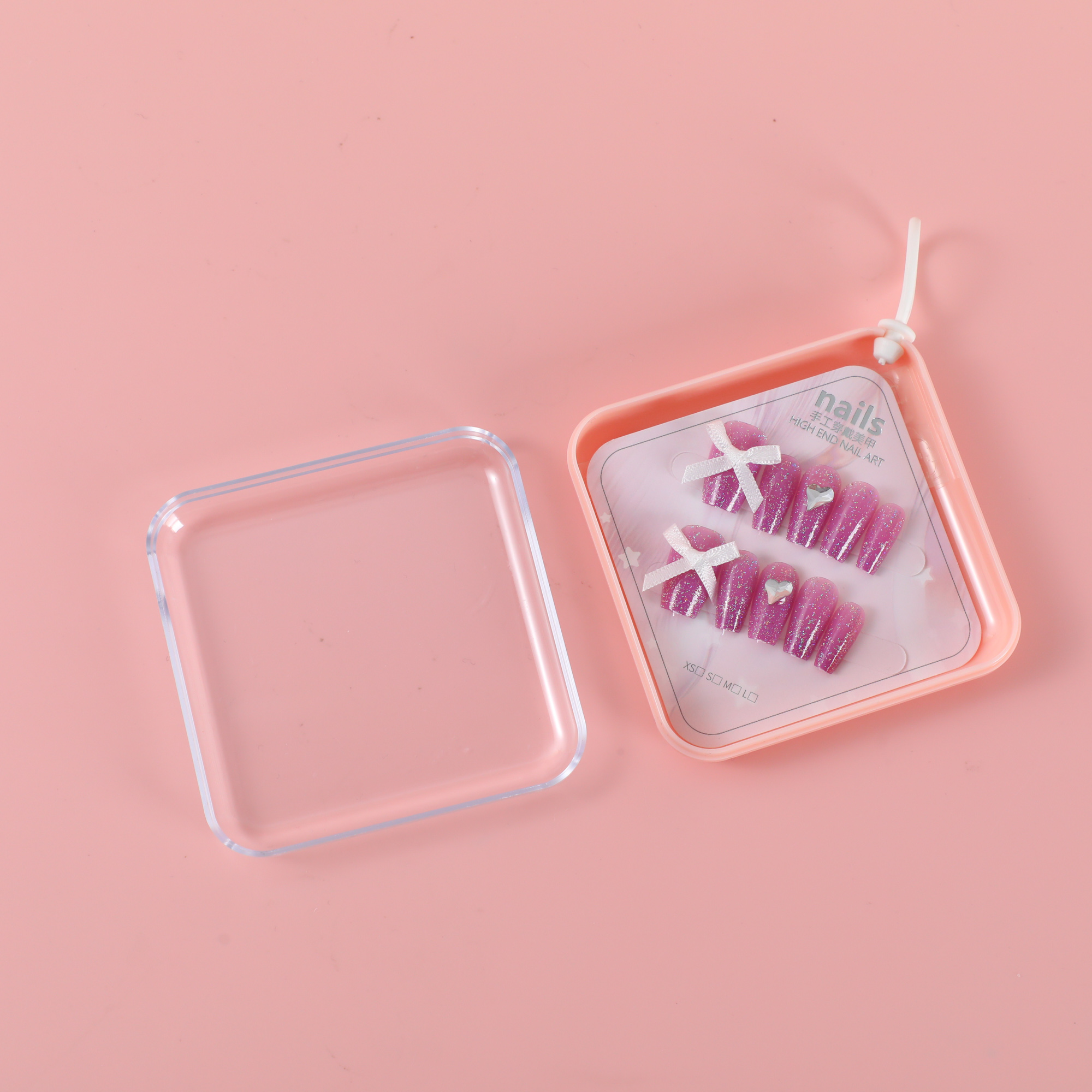 Square Box Long Cat Eye with Print Press-On Nails ZJ1020