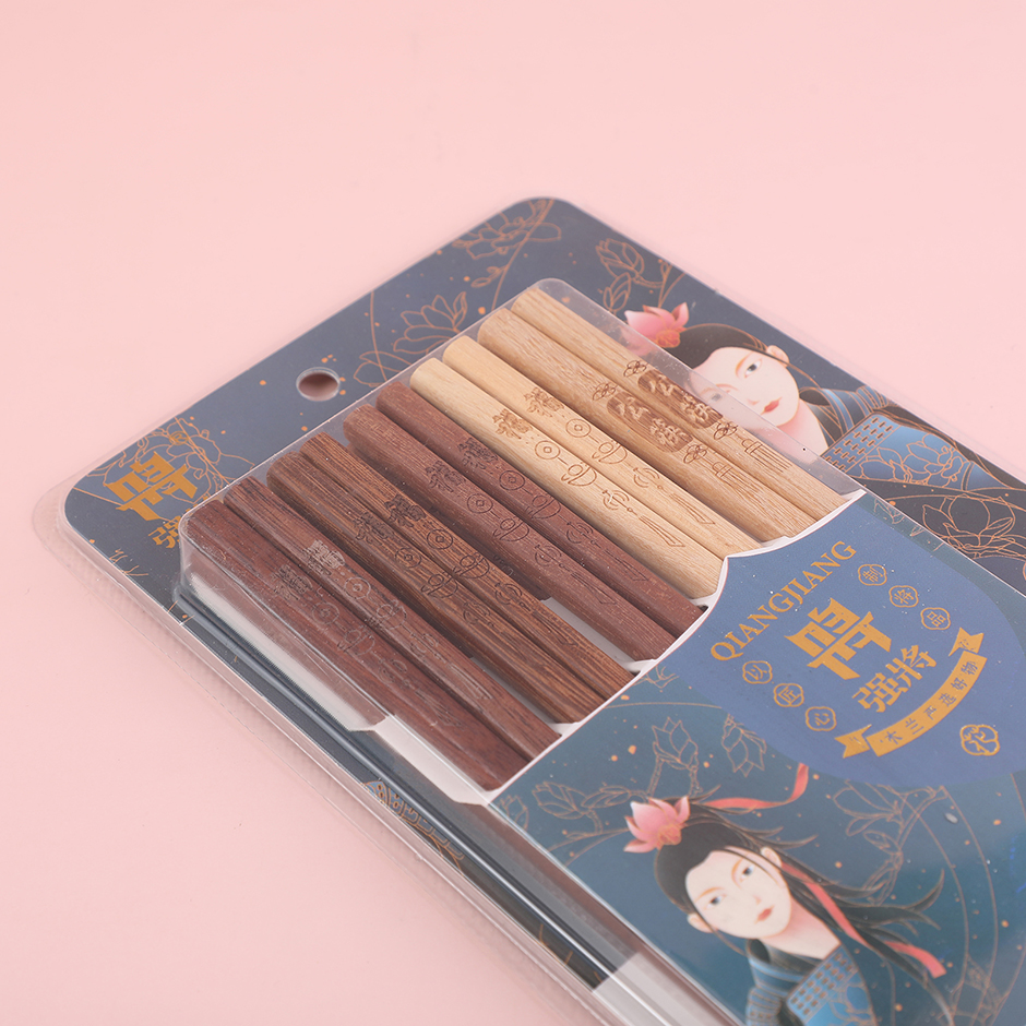 Carved seperate eating wood chopsticks 10 PCS-OH
