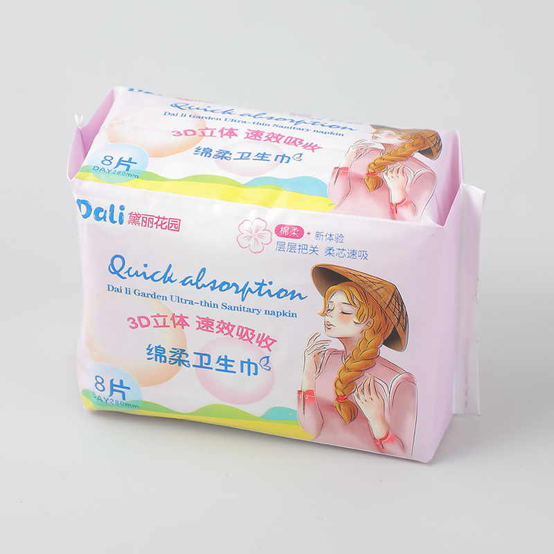 3D Quick effect absorbent soft sanitary napkins 8 pcs