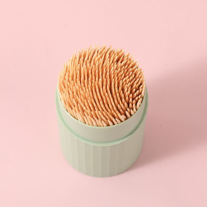 Bamboo toothpick with round bottle and oblique lid 350pcs-152
