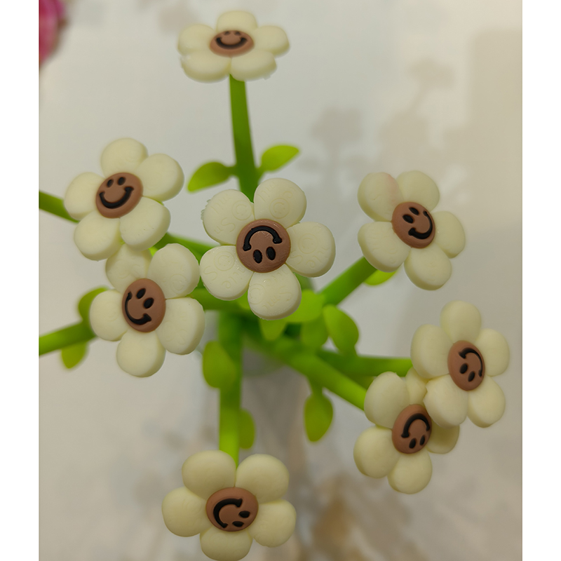 Smiley face flower silicone shaking pen 20068-black(1 PC)