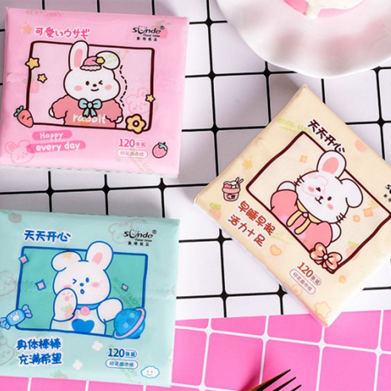 Soft ear rabbit print tissue paper (three layers x 40 sheets)
