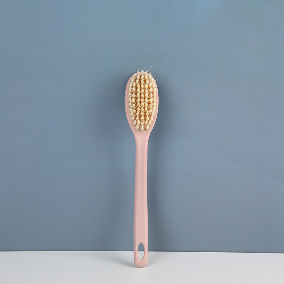 Soft bristle shoe brush with curved handle