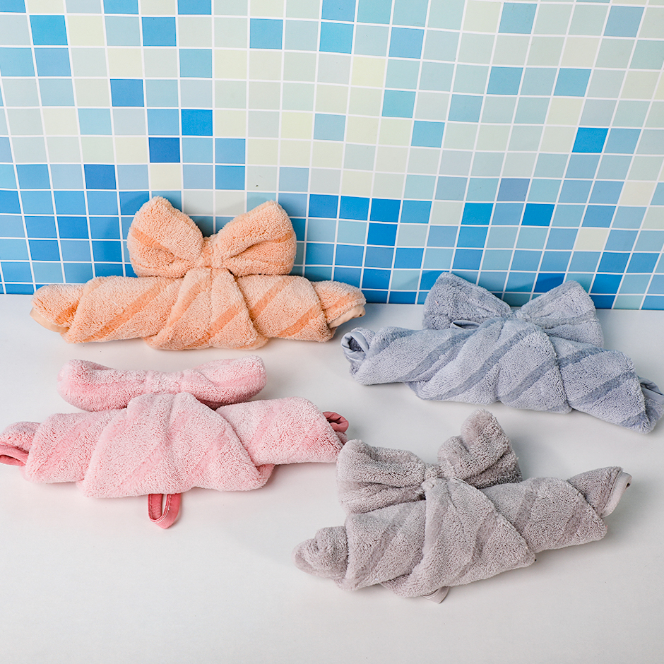 Jinxue coral velvet bowtie hanging hand towel 30 x 30