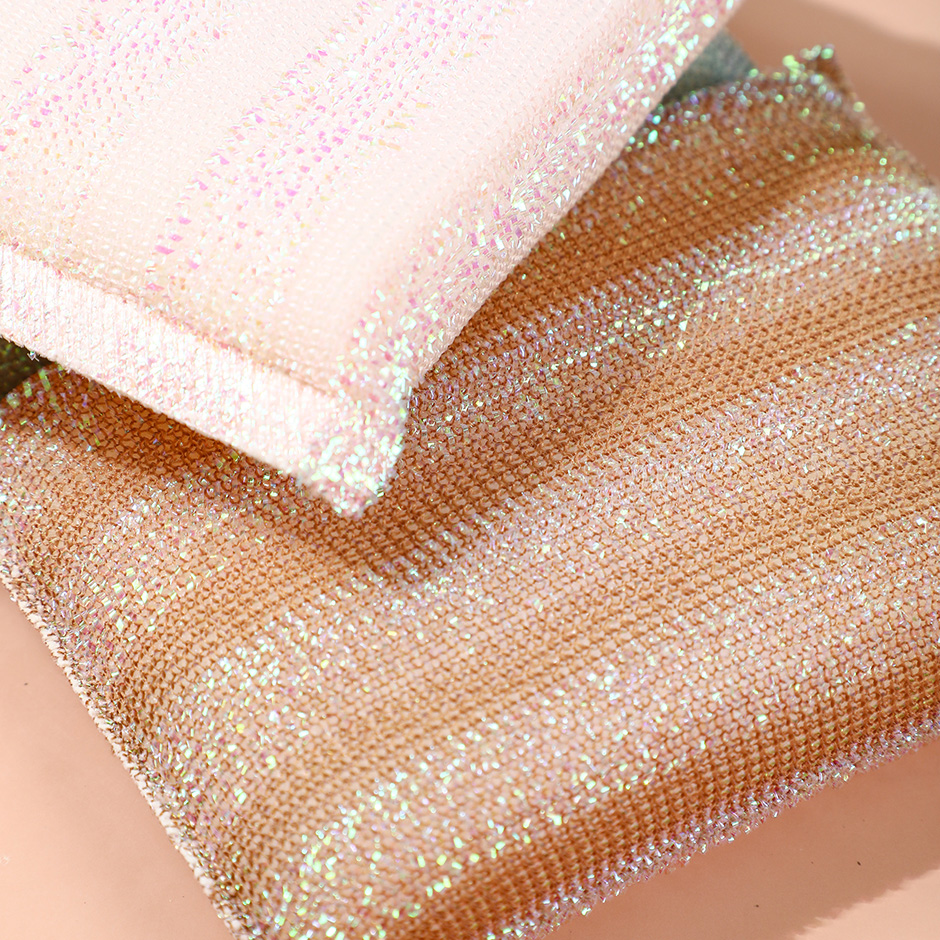 Thick colorful wide stripe sponge scouring pad-3pcs