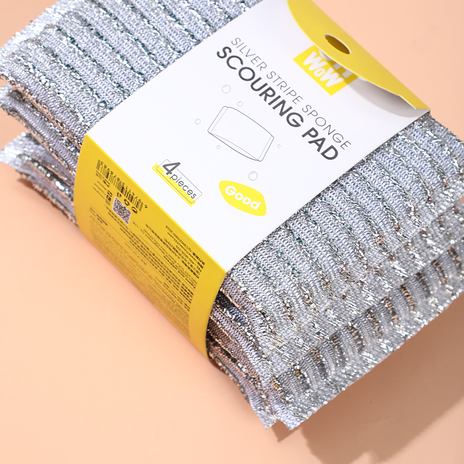 Silver stripe sponge scouring pad-4pcs