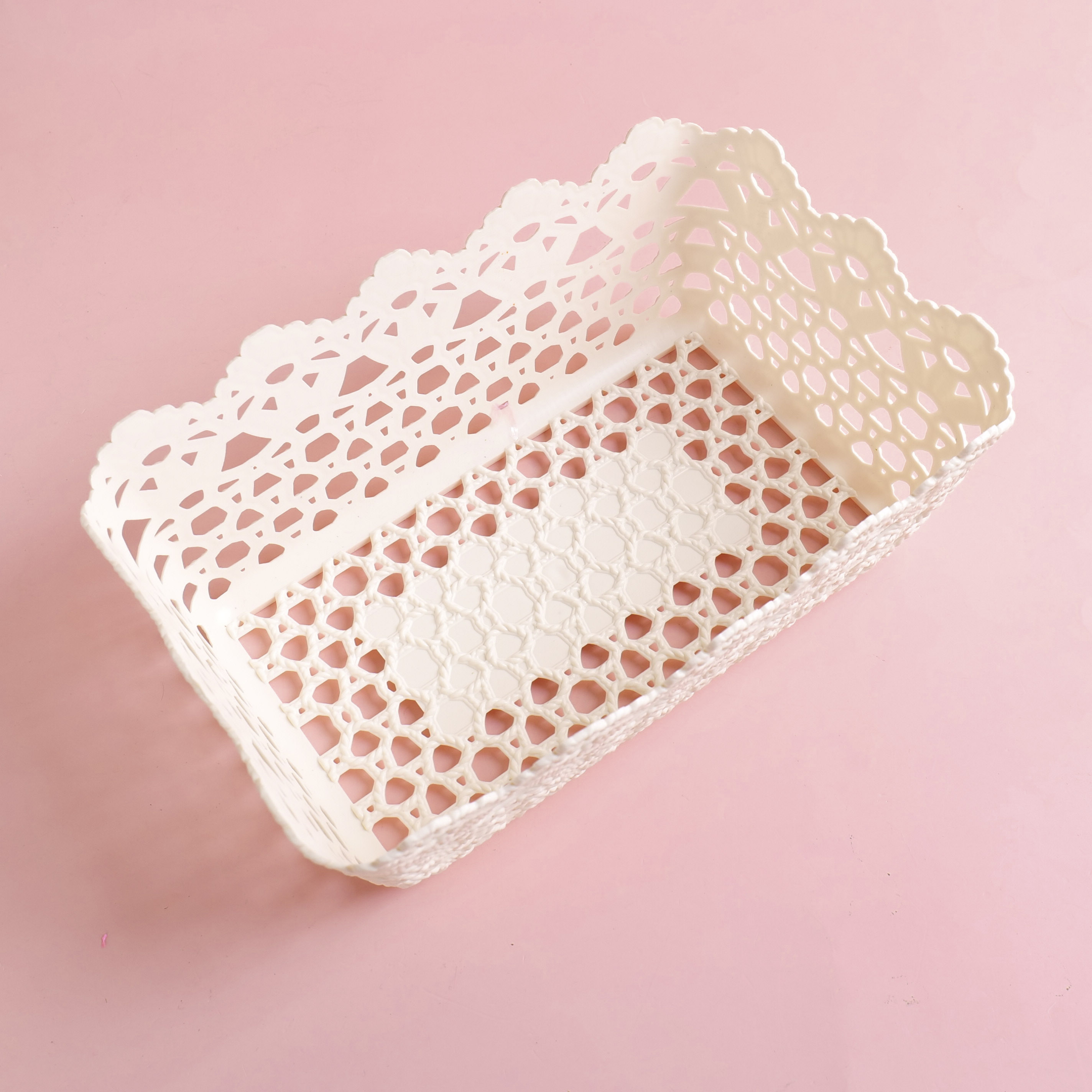 White Storage Series Lace Storage Basket - 2019