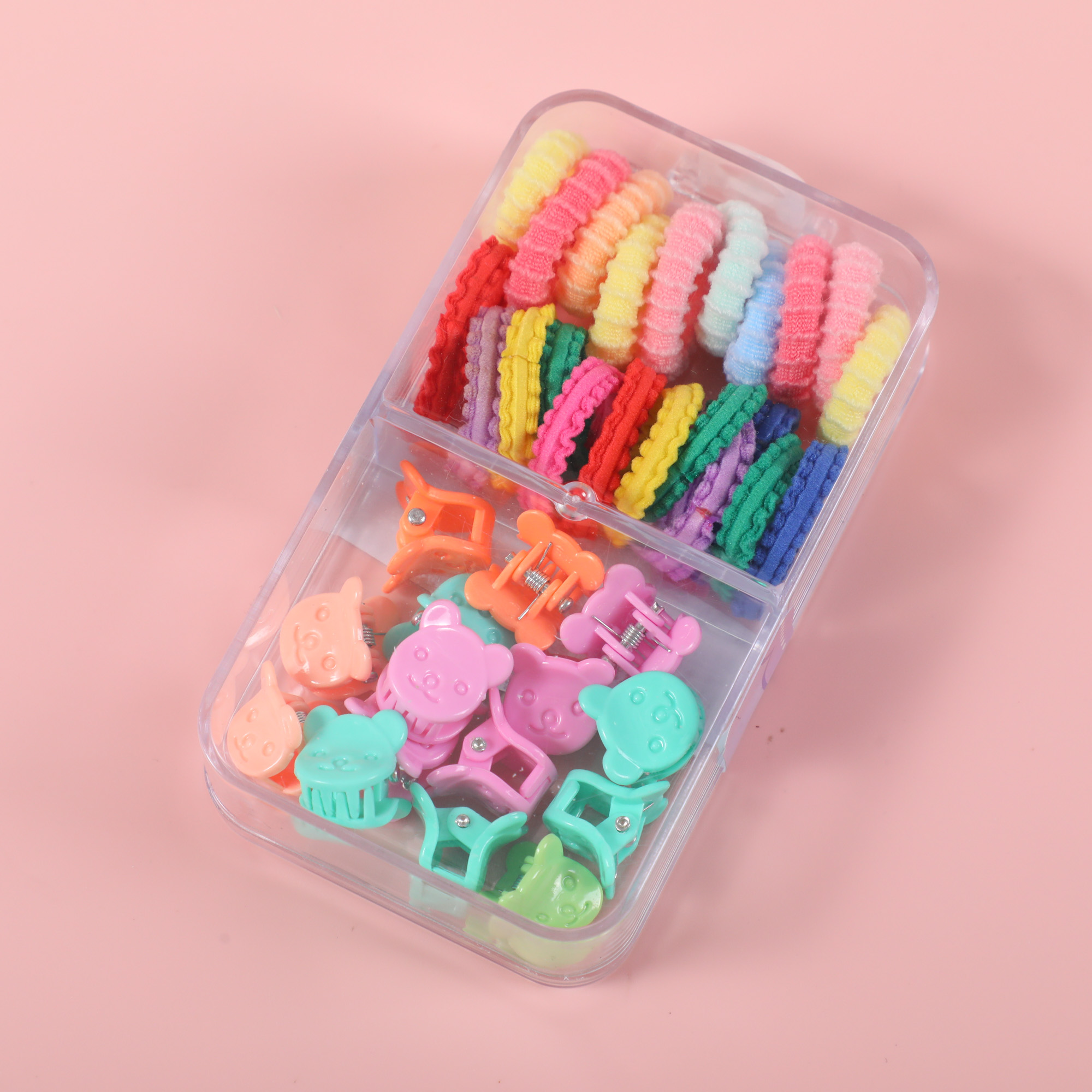 Two-Compartment Ribbed Lace Small Claw Set – Colorful