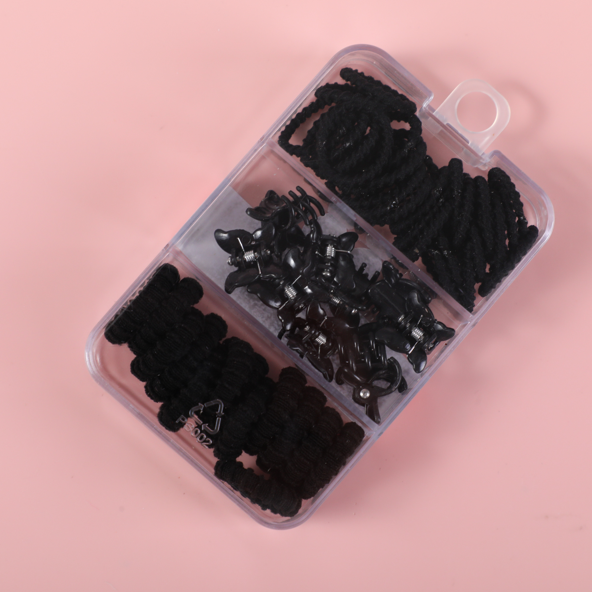 Three-Compartment Ribbed Small Claw Seamless Set – Black