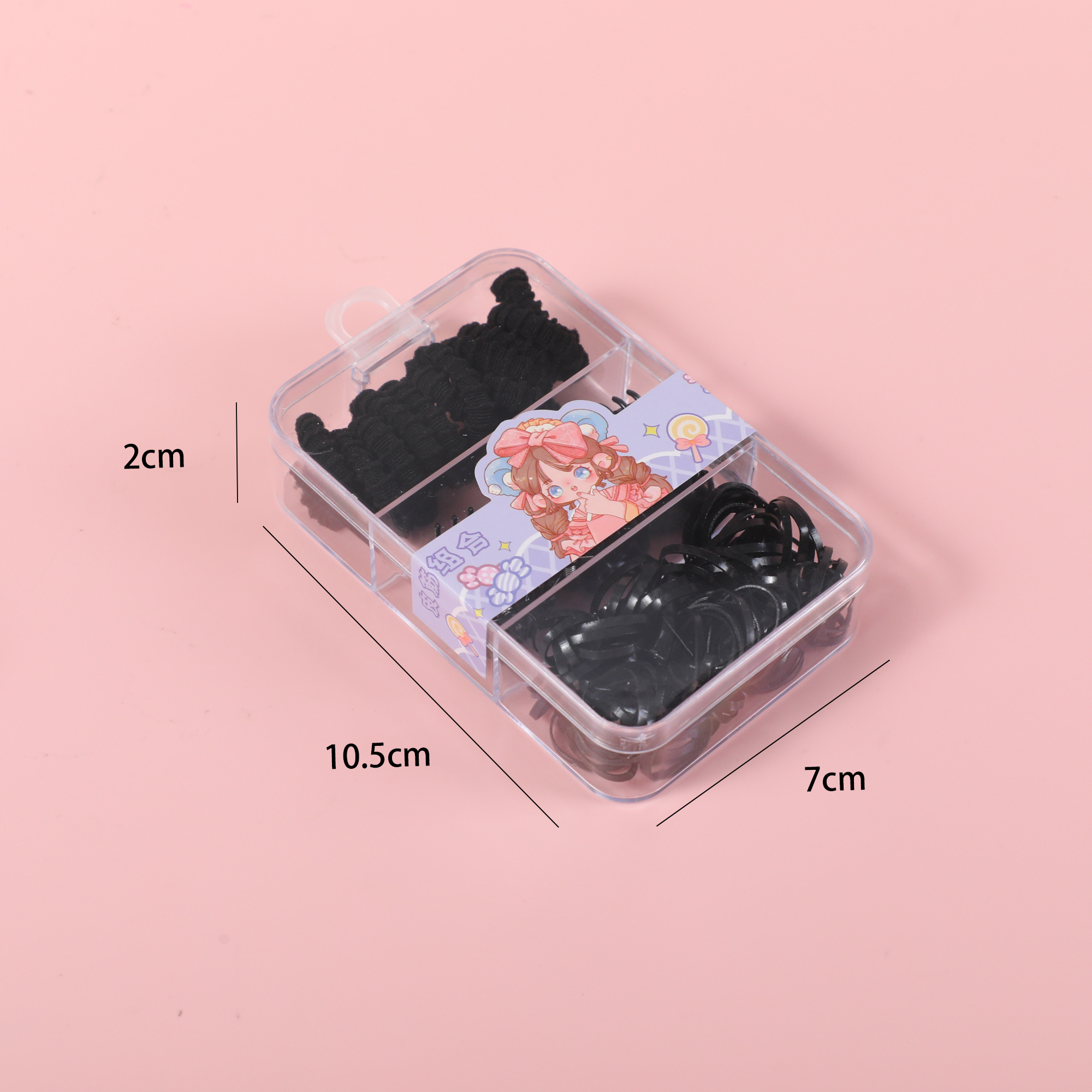 Three-Compartment Disposable Hair Tie & Small Claw Ribbed Set – Black