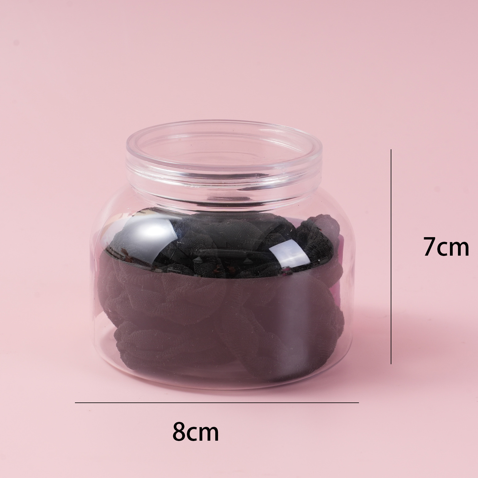 Wide Bottle Crystal-Cover Hair Ties - Black