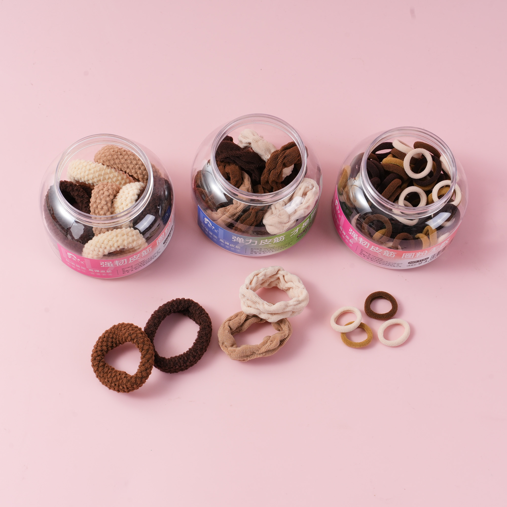 Wide Bottle Crystal-Cover Hair Ties - Mixed-color