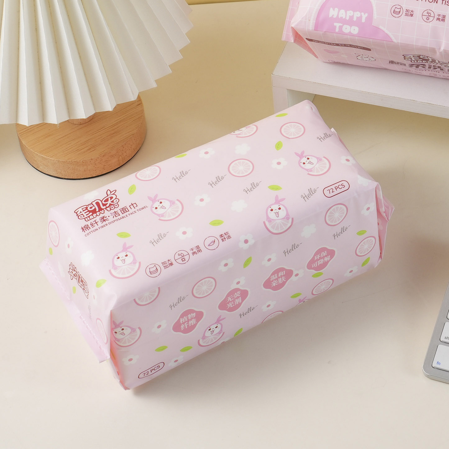 Rabbit Cotton-Soft Flat Facial Tissue 72 Sheets