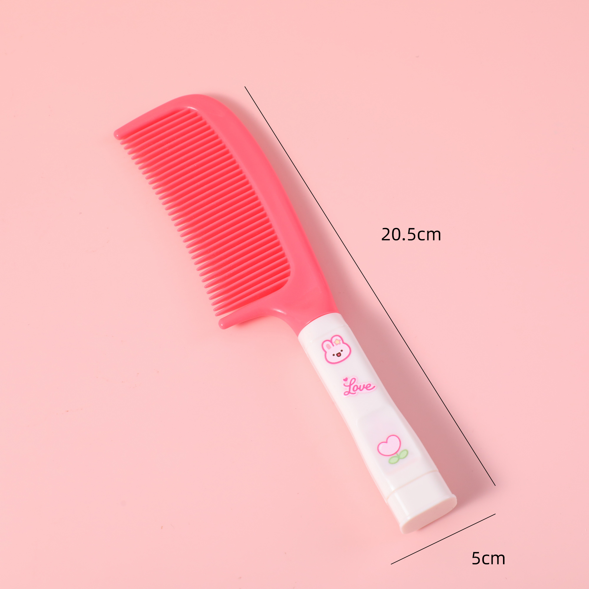 Pink SeriesHeart-Shaped Square Handle Comb 19-327