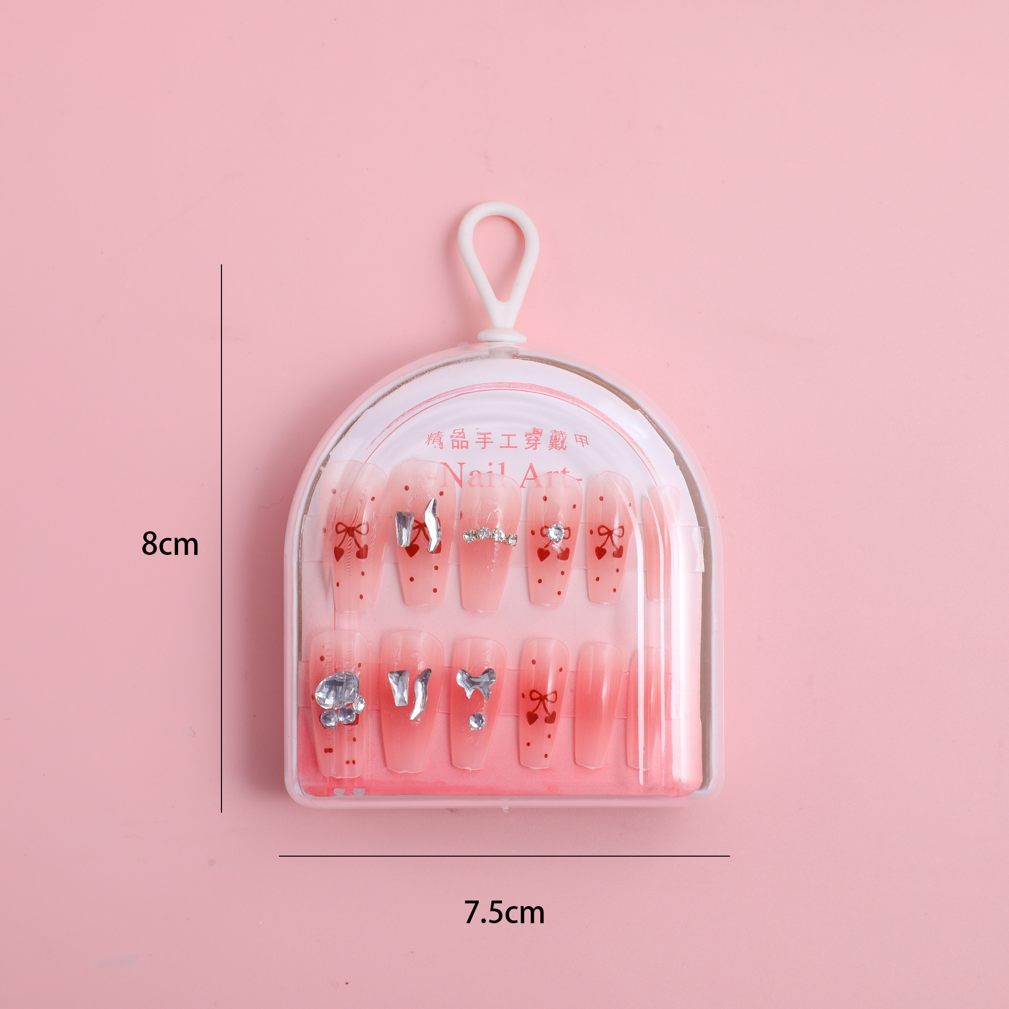 Long Oval Ribbon Design Press-On Nails