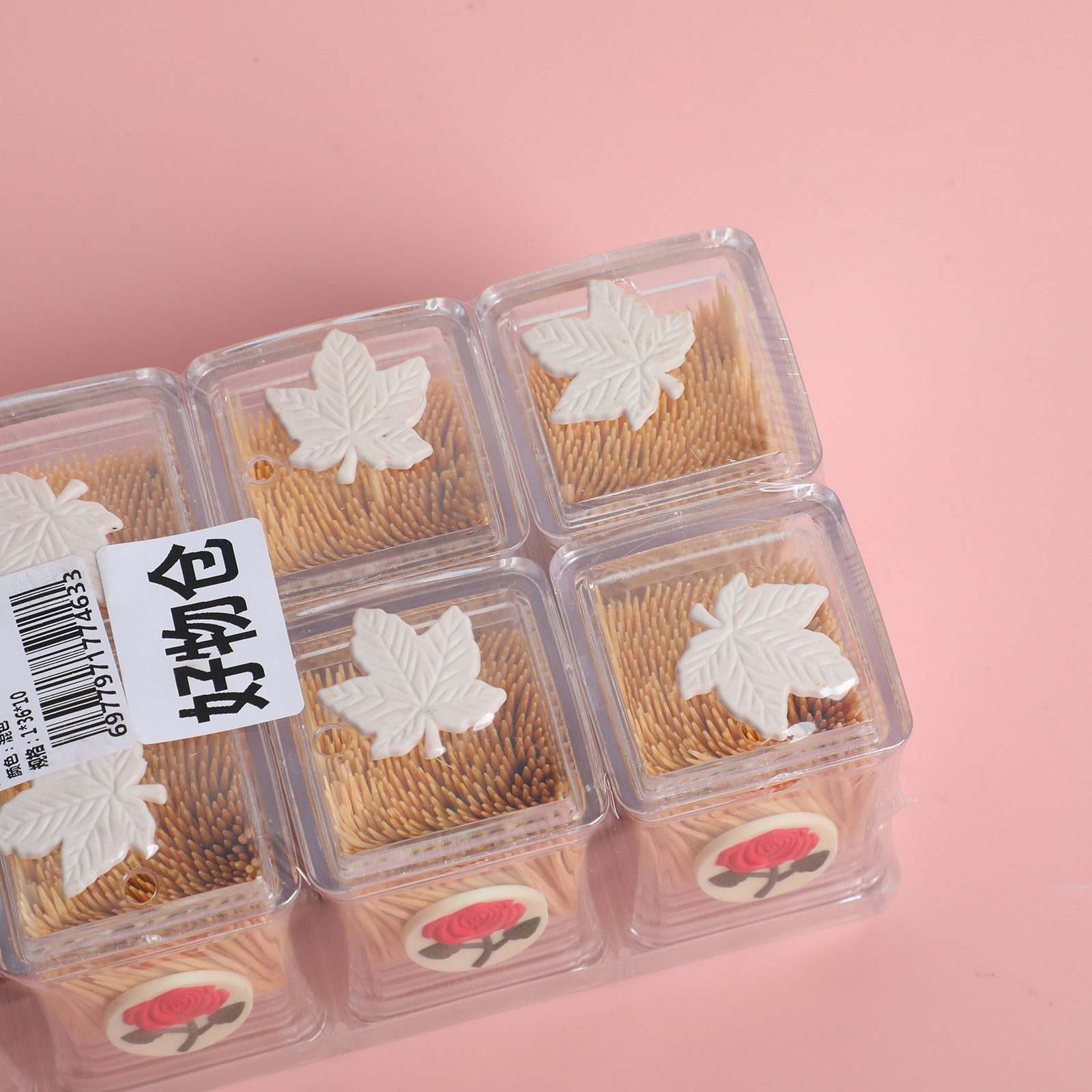 Square Bottle Maple Leaf Toothpicks - 7463