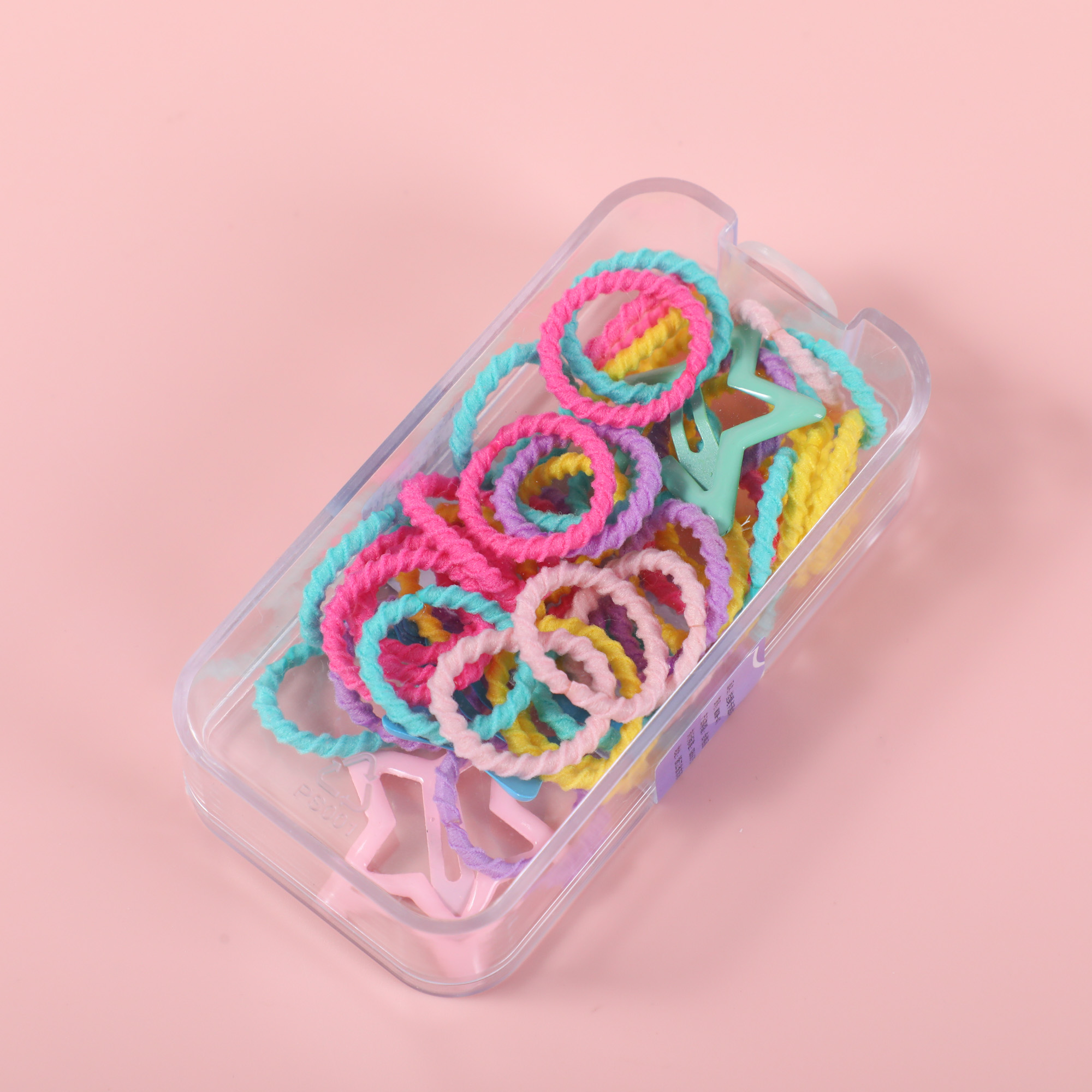 Long Box Seamless Hair Ties with Star-Shaped BB Clips – Colorful