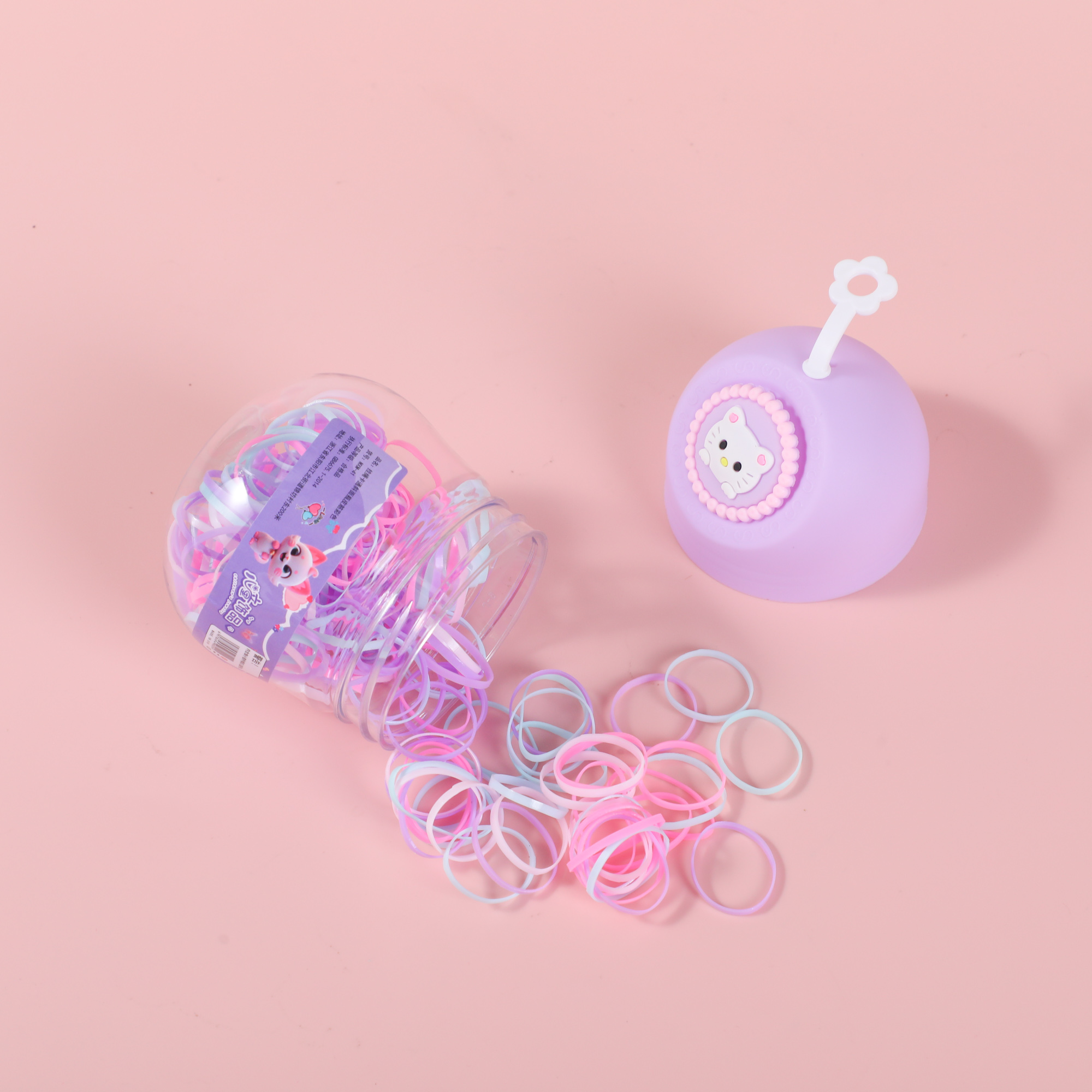 Colorful Cartoon Slanted Bottle Hair Tie with Hanging Strap