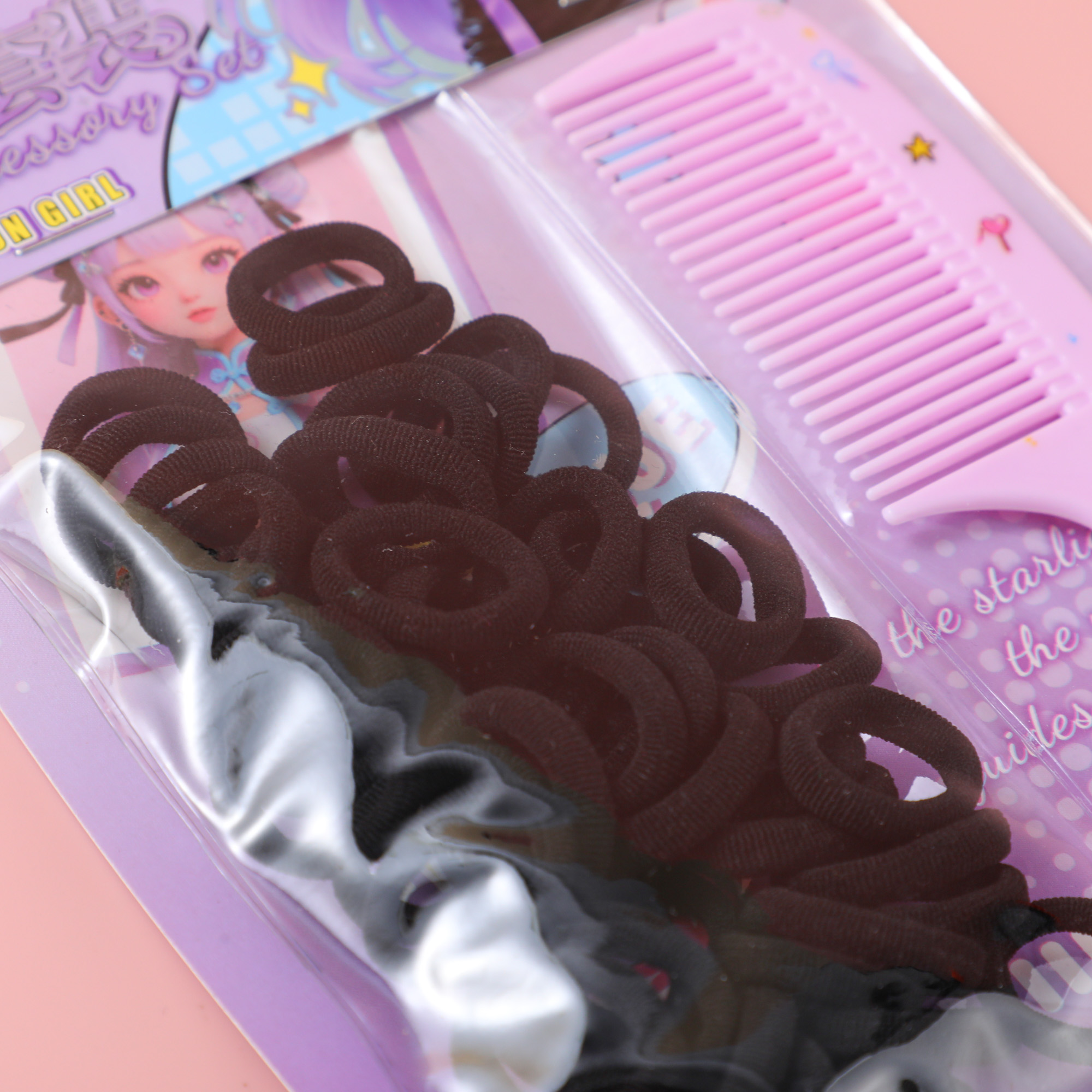 Hang Card Scrunchie and Comb Set – Black
