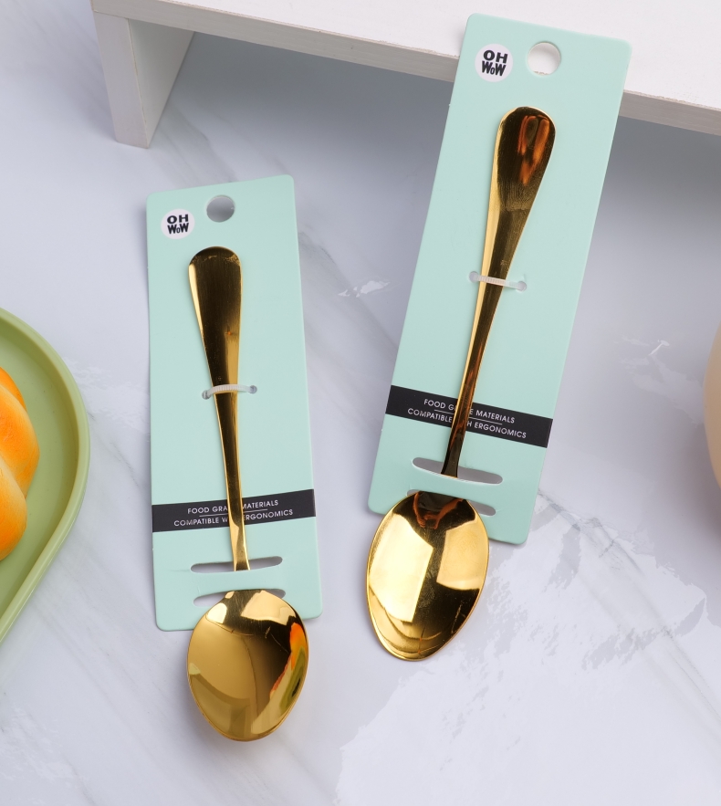 Gold-Plated Thick Glossy Handle Pointed Spoon