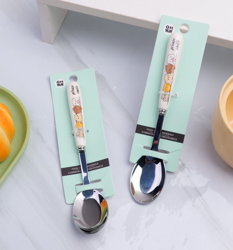 Cartoon Ceramic Flat-Bottom Spoon